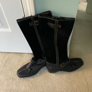 Part suede/ part leather fashion boots
